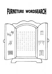 English Worksheet: furniture wordsearch