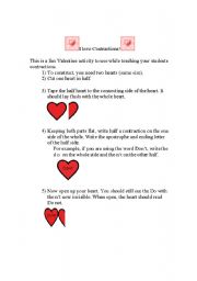 English Worksheet: I love Contractions!