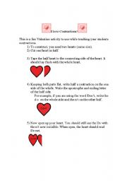 English worksheet: I love Contractions!