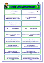 Football/Soccer Game Grammar Cards (2/6)