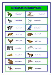 English Worksheet: Football/Soccer Game Animal and Food Vocabulary Cards (3/6)