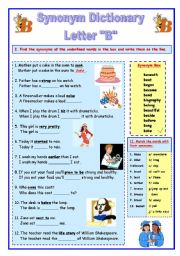 Synonym Dictionary, Letter J - ESL worksheet by Babi965