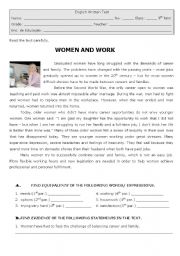 English Worksheet: Women and Work