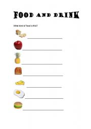 English worksheet: Food and drink