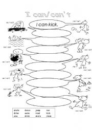 English Worksheet: I can/ cant