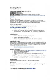 English Worksheet: Writing a Poem