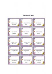 English Worksheet: Introduction Business Card Game