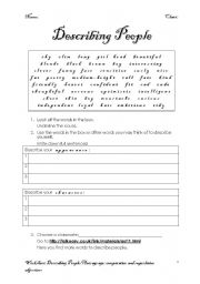 English Worksheet: describing people/comparatives and superlatives