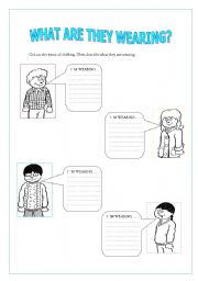 English Worksheet: What are they wearing?