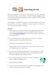 English Worksheet: Game Activity