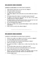 English worksheet: Religiuos activity