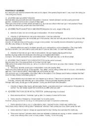 English Worksheet: Adverbs` position