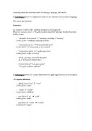 English worksheet: a work class on several mistakes in English