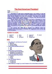 English Worksheet: The Next American President