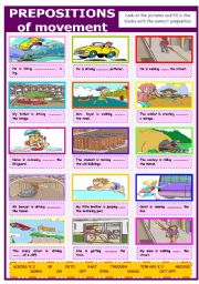 English Worksheet: PREPOSITIONS OF MOVEMENT 