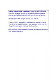 English Worksheet: Sensing Energy Fields Experiment