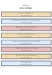 English Worksheet: Story Ending Strips