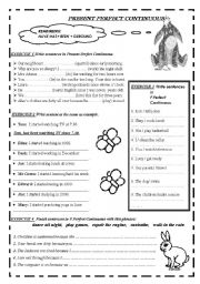 English Worksheet: PRESENT PERFECT CONTINUOUS B-W 2PAGES