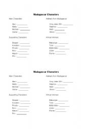 English worksheet: Madagascar Escape 2 Africa Characters