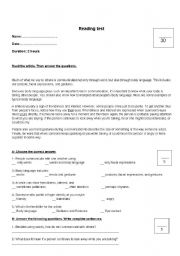 English worksheet: Reading test