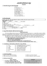 English Worksheet: Shopping Test