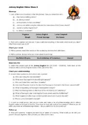 English Worksheet: Johnny English Video Class Worksheet 2 of 3