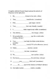 English Worksheet: adverbs of frequency