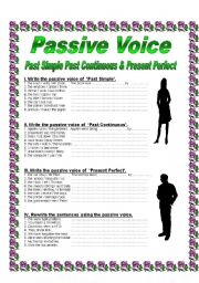 English Worksheet: Passive Voice - Past Simple, Past Continuous, Present Perfect