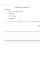 English worksheet: Valentines Day love letter