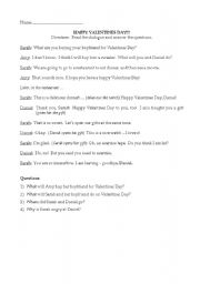 English Worksheet: Valentines Day dialogue