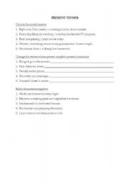 English worksheet: Present Simple and Continuous exercises