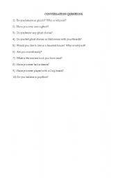 English worksheet: Conversation Questions - ghosts