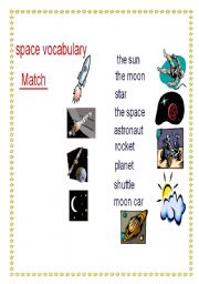 English worksheet: space vocabulary