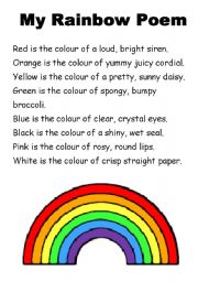 English Worksheet: My Rainbow Poem
