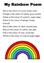 English Worksheet: My Rainbow Poem