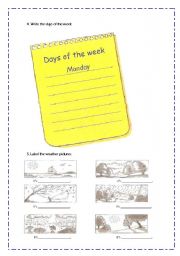 English worksheet: Days of the Week & Weather