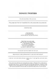 English worksheet: Tongue Twisters