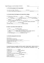 English Worksheet: Grammar, vocabulary test