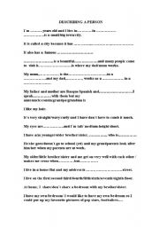 English Worksheet: describing a person