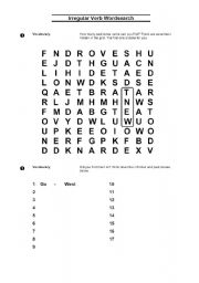 English Worksheet: Verb wordsearch