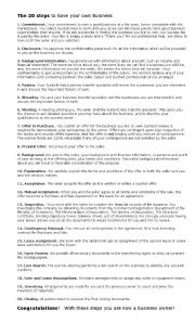 English worksheet: Twenty steps to have your own business.