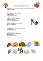 English Worksheet: Parody of the song Eternal Flame