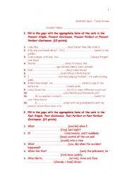 English worksheet: Grammar Review Test