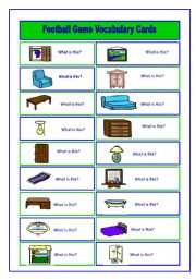 Football/Soccer Game (6/6) Furniture/Places in a TownVocabulary cards (3 pages)