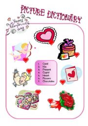English Worksheet: Valentines picture dictionary