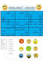 English Worksheet: FEELINGS SUDOKU