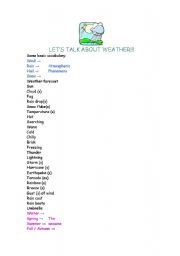 English worksheet: Weather Vocabulary