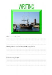 English worksheet: SAILING - writing activity