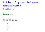 English worksheet: Science Fair Template