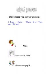 English worksheet: subject  pronouns